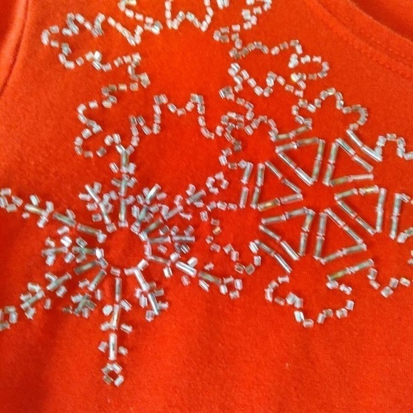 🎈4 FOR $20 Liz Claiborne Christmas Red Snowflake Top - Picture 6 of 8